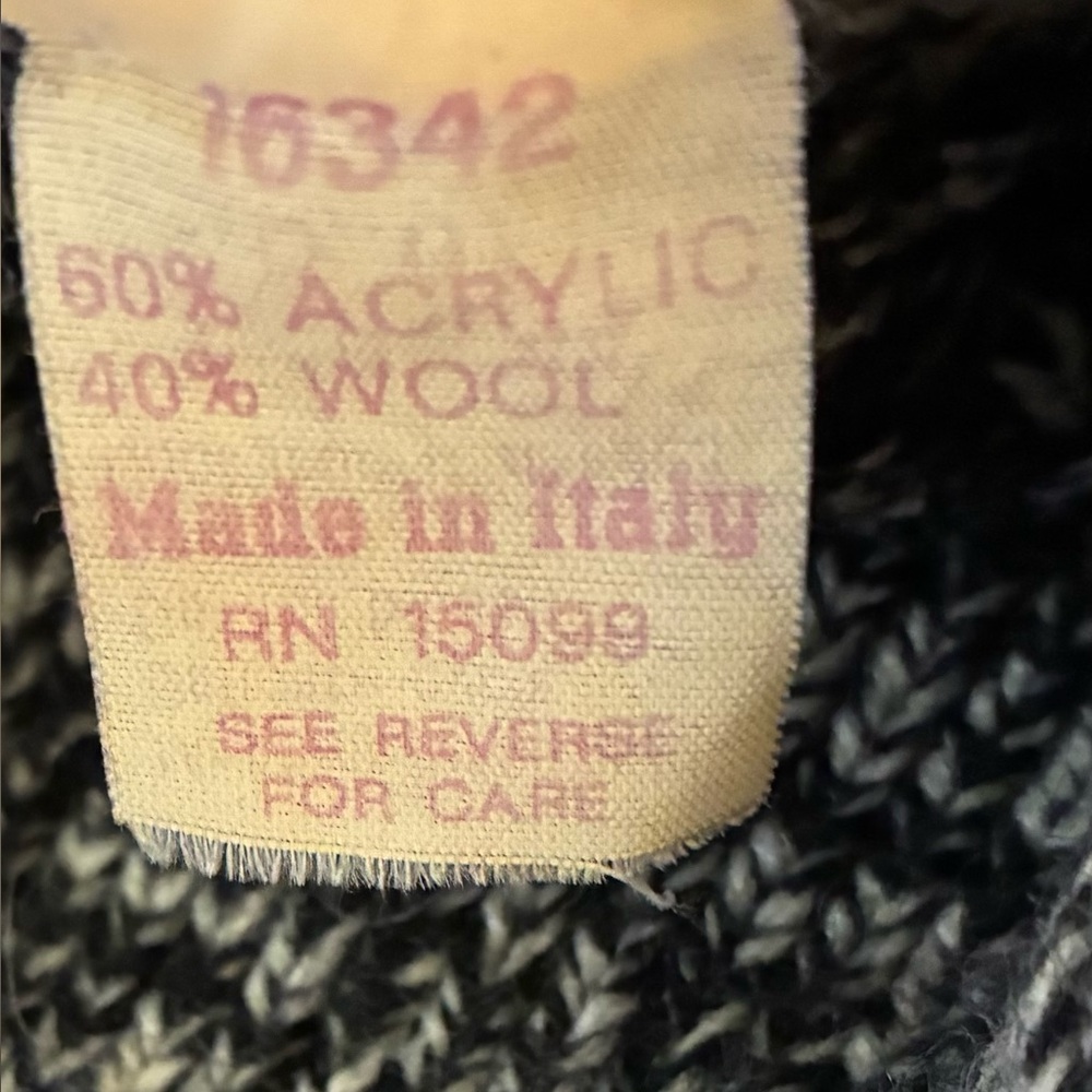 Geometric Patterned Gray Turtleneck Sweater Black… - image 5